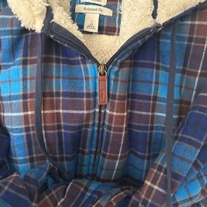 LL Bean Sherpa flannel shacket